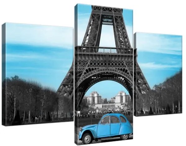 Obraz na plátne Citroën pred Eiffelovou vežou a modrým nebom 90x60cm 1808A_3B