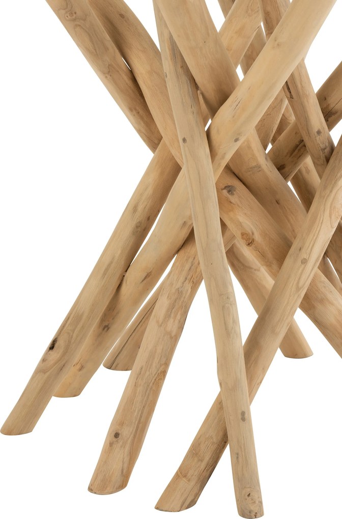 Jedálenský okrúhly drevený stôl so sklenenou doskou Branches - Ø120* 75 cm
