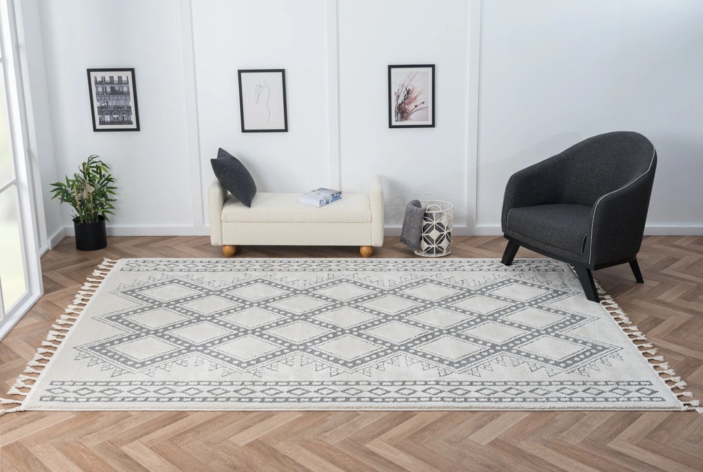 Kusový koberec Moroccan Delight weiß, 100x200, čiernobiela, obývacia izba, My Flair