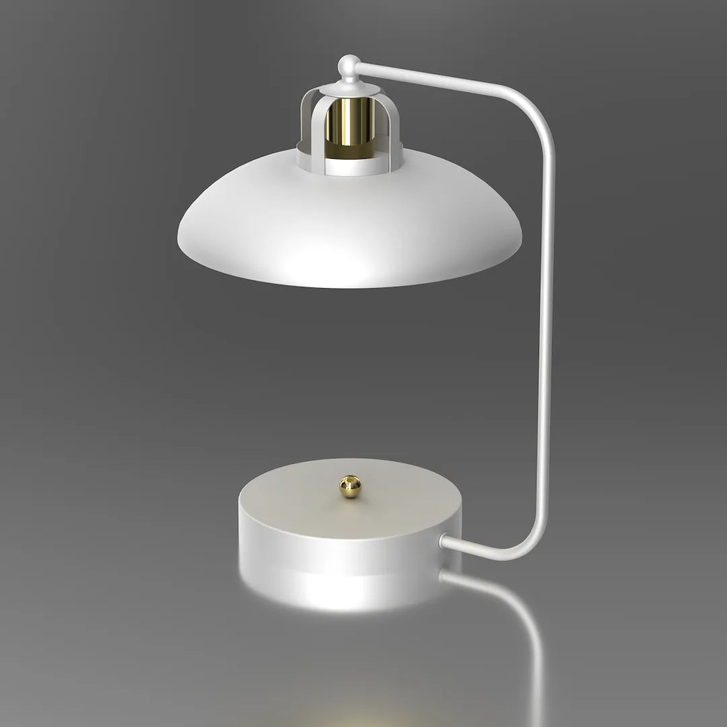 Stolná lampa Felix, 1x zlaté/biele kovové tienidlo, w/g