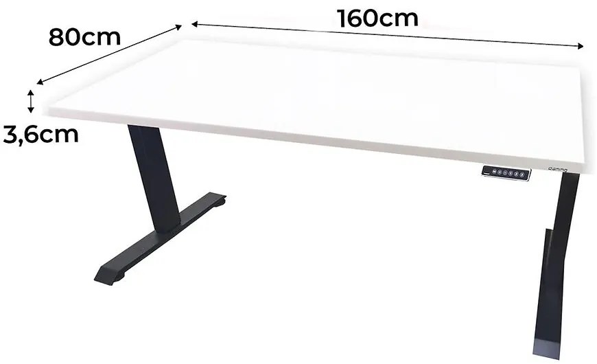 Písací Stôl Low Elektr. Biely 160x80x3,6 Model 0