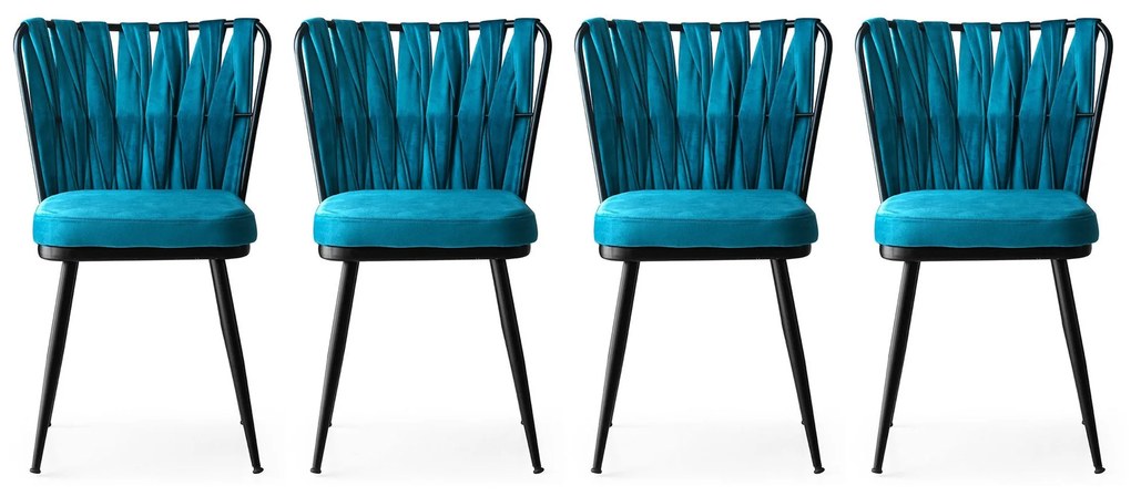 Súprava 4 ks jedálenských stoličiek Kusakli modrá/čierna