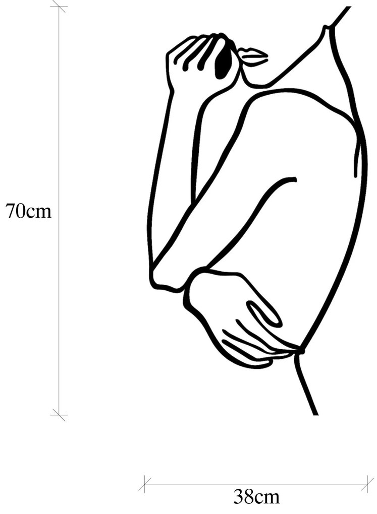 Nástenná kovová dekorácia Žena 2 čierna
