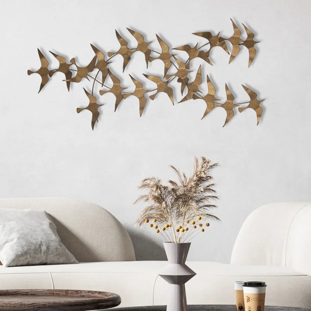 Nástenná kovová dekorácia Sahika zlatá/medená
