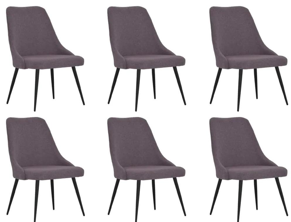 Jedálenské stoličky 6 ks sivohnedé látkové