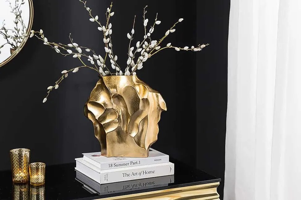 Dekoratívna ručne tepaná váza Ortis zlatá 25cm