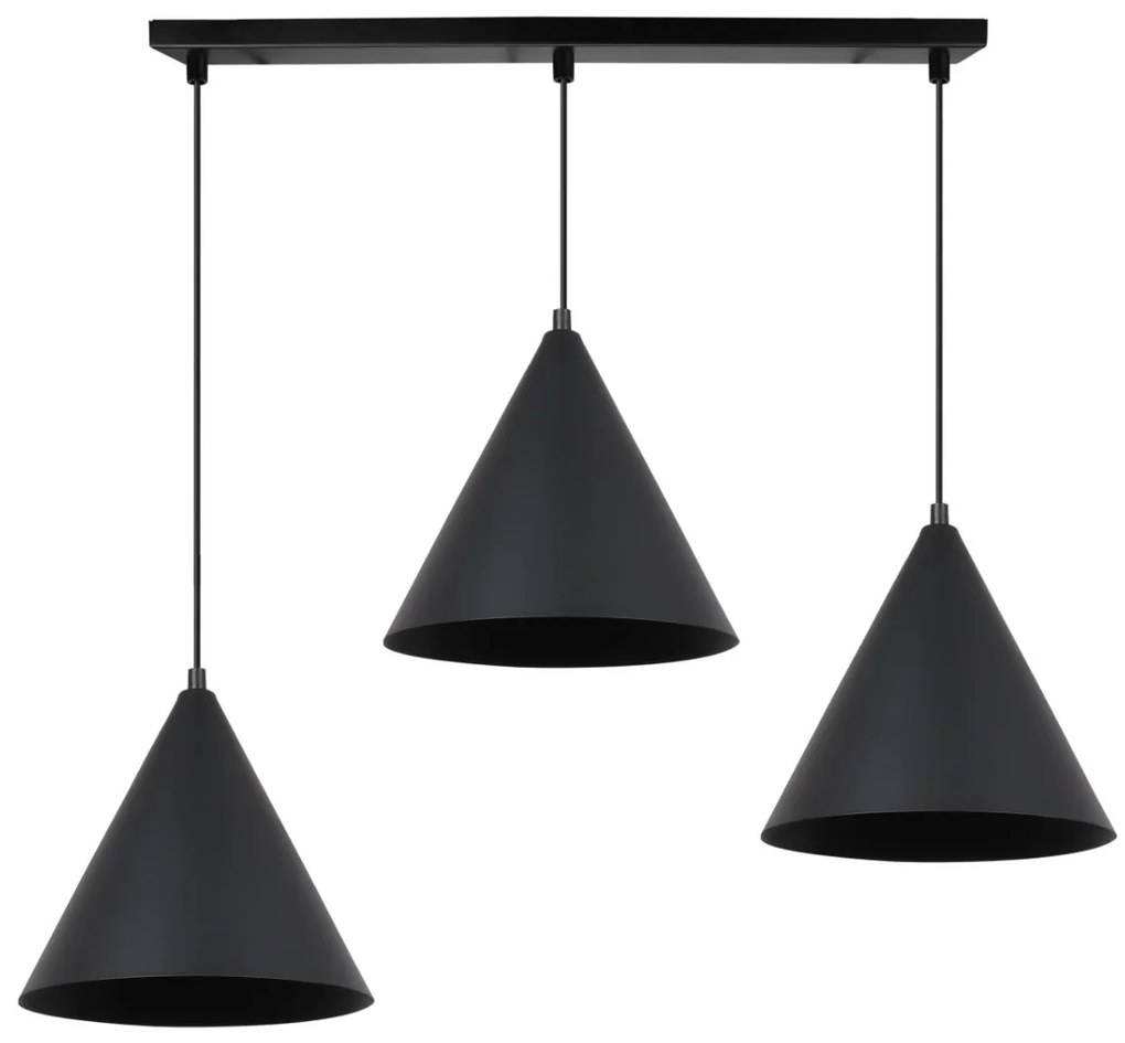 Závesné svietidlo Soho, 3x čierne kovové tienidlo, (fi 25cm)
