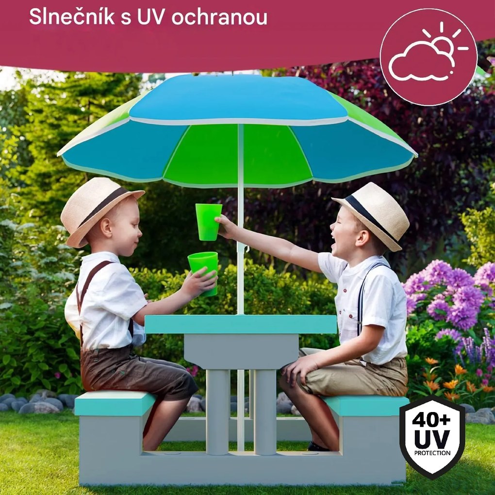 InternetovaZahrada Detský záhradný set so slnečníkom - mentolový