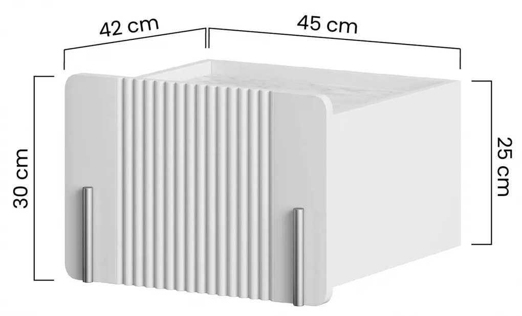 Nočný stolík na stenu Malmi 45 cm - kašmírová / crema bianca / zlatá