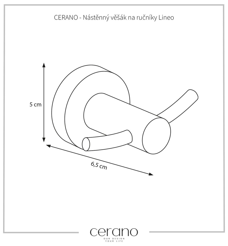 CERANO - Nástenný vešiak na uteráky Lineo - čierna matná, CER-CER-479533