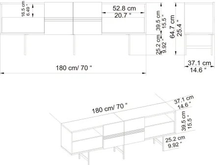 TV stolík DERIN 64,7x180 cm biela