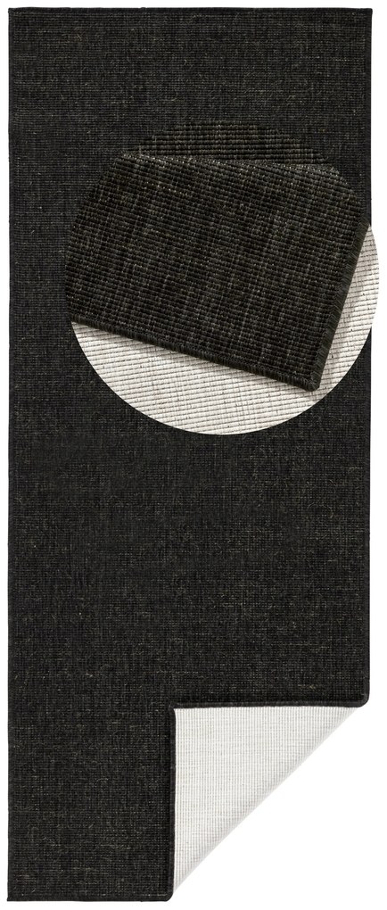 NORTHRUGS - Hanse Home koberce Behúň Twin-Wendeteppiche 103096 black cream – na von aj na doma - 80x250 cm