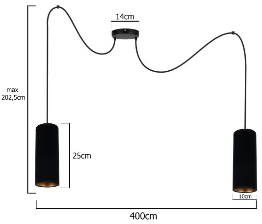 Luster na lanku AVALO 2xE27/60W/230V pavúk čierna