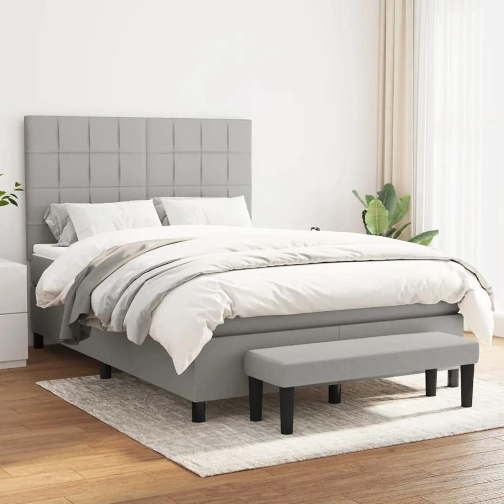 Boxspring posteľ s matracom bledosivá 140x200 cm látka 3136597