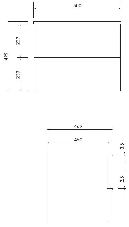 Cersanit - VIRGO závesná skrinka pod umývadlo s doskou 60cm, biela-chróm, S522-040