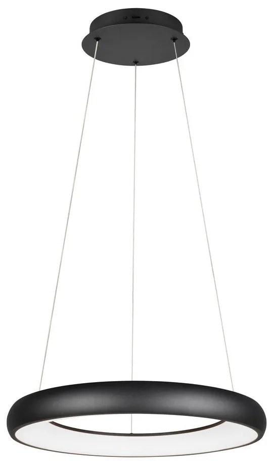 Matne čierne LED stmievateľné závesné svietidlo s kovovým tienidlom ø 62 cm Cardona – Trio