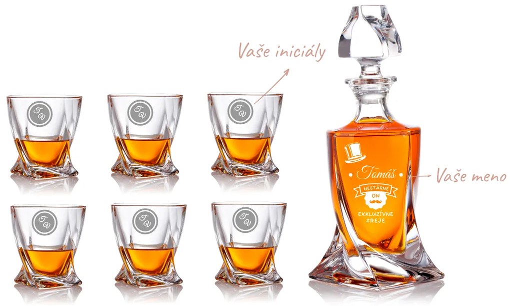 Dekorant Bohemia Crystal krištáľový whisky set s gravírovaním ON NESTÁRNE 1+6