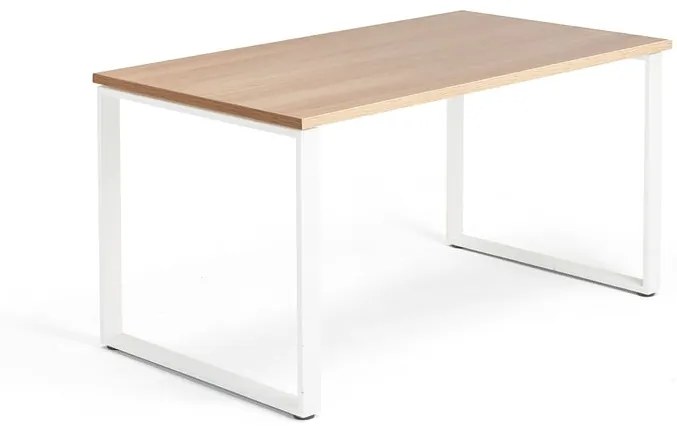 Kancelársky pracovný stôl QBUS, O-rám, 1400x800 mm, dub/biela