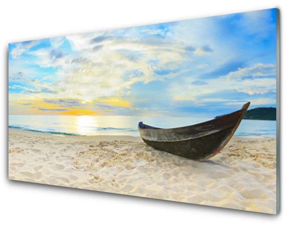 Skleneny obraz Szklane loďku plaża morze 140x70 cm
