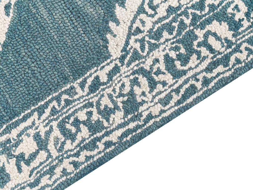 Vlnený koberec 80 x 150 cm biela/modrá GEVAS Beliani