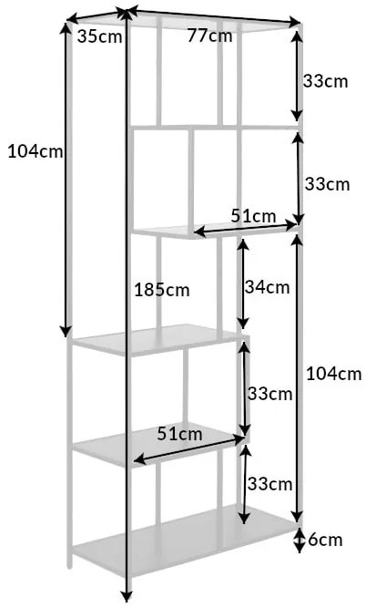 Polica Slim Line 185x115cm čierny jaseň