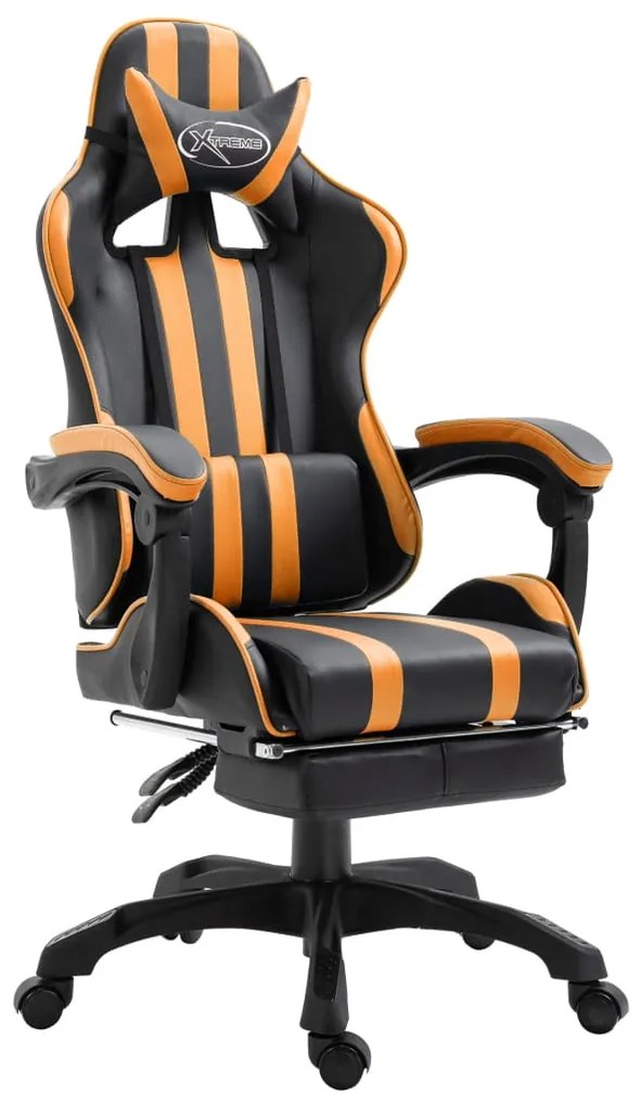 vidaXL Herná stolička s opierkou na nohy, oranžová, umelá koža