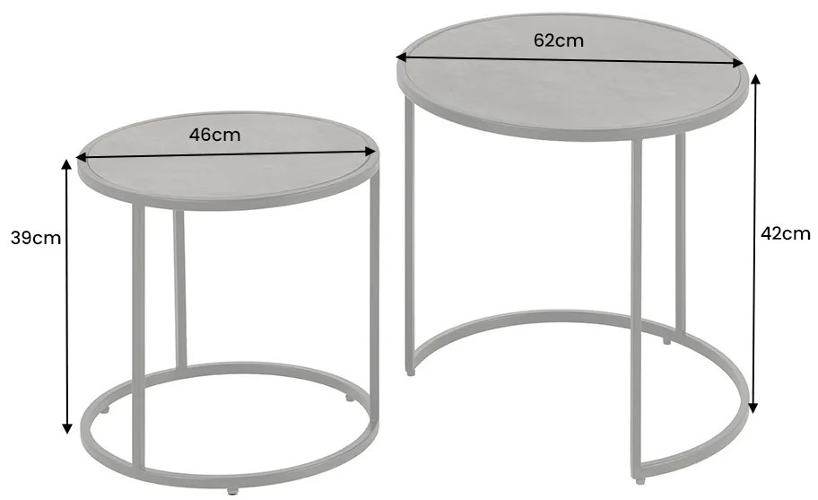 Sada konferenčných stolíkov Quillon 62 cm čierna