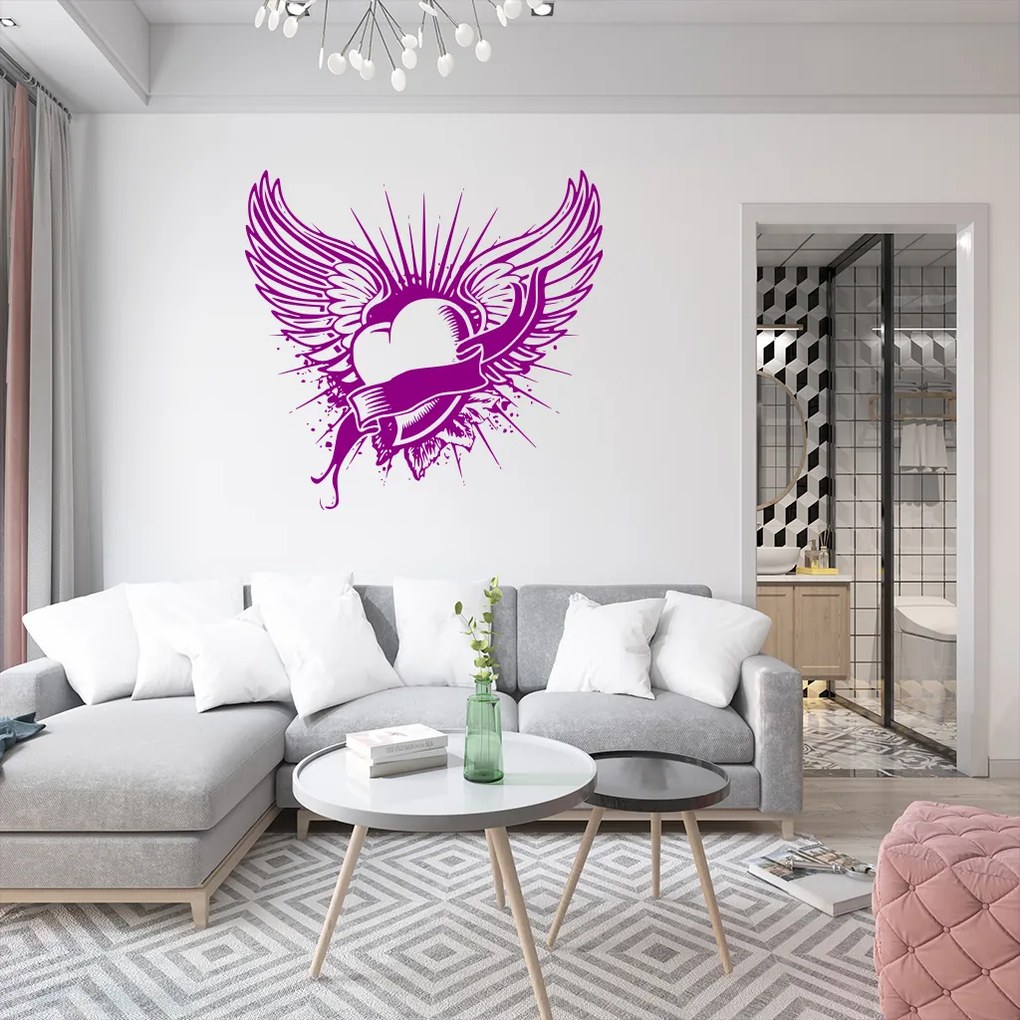 Veselá Stena Samolepka Srdce s krídlami Farba: zelená, Veľkosť: 60 x 60 cm