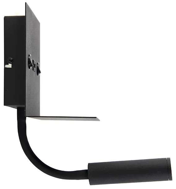 Moderná nástenná lampa USB čierna s flexibilným ramenom - Duppio