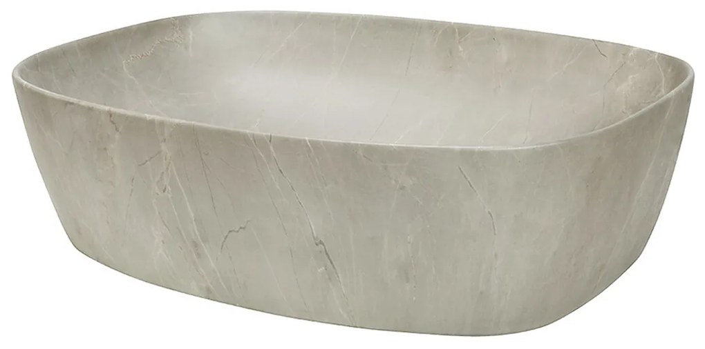 Súprava keramického umývadla na dosku a výpuste Anna 50 cm hnedo-béžový kameň