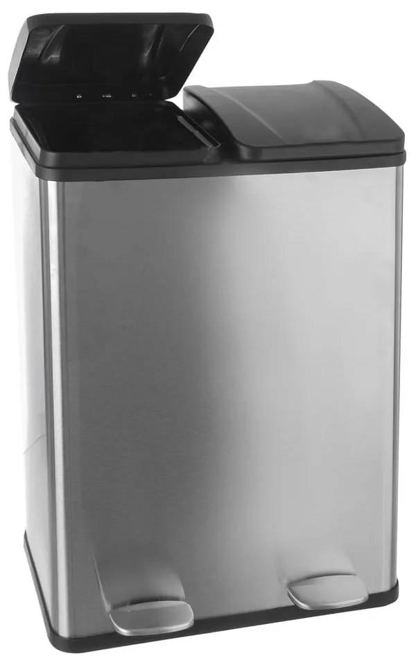 Nášľapný odpadkový kôš na triedený odpad z nehrdzavejúcej ocele v lesklo striebornej farbe 2x30 l Duo – Orion