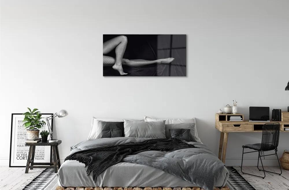 Obraz na skle Čierne a biele sieťované nohy 100x50 cm
