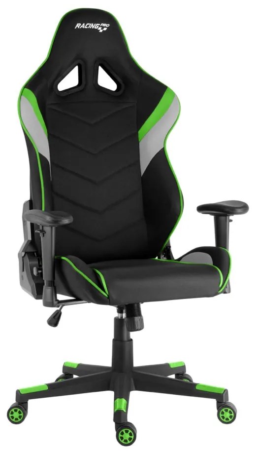 Herná stolička Racing PRO ZK-021 TEX — látka, čierna / zelená