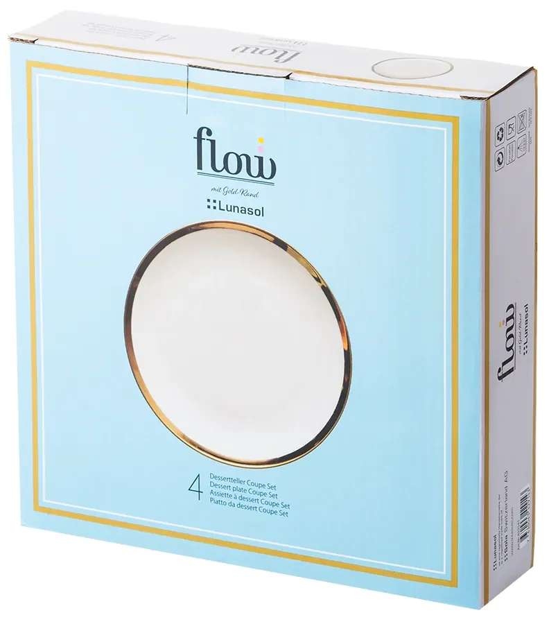 Dezertný tanier so zlatým lemom Coupe 20.5 cm set 4 ks – Flow - 492541