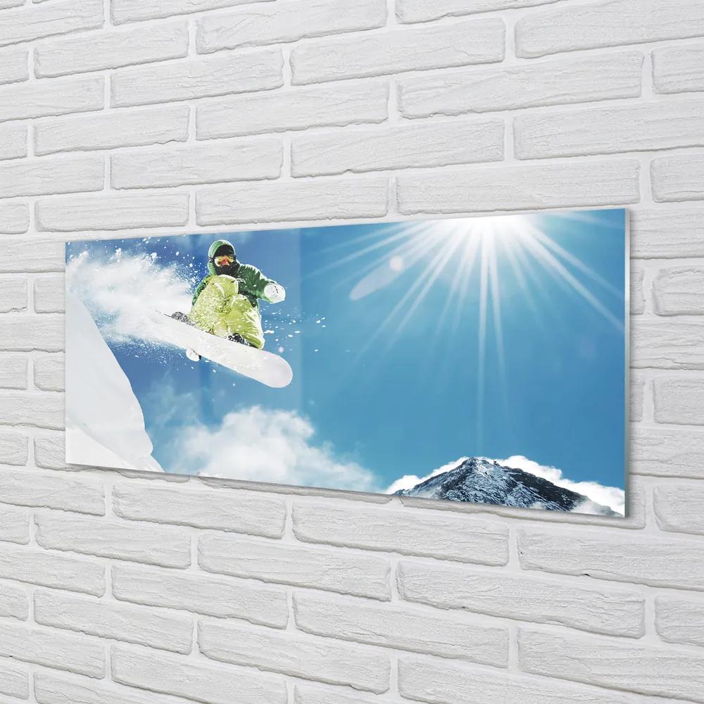 Obraz plexi Man mountain snow board 120x60 cm