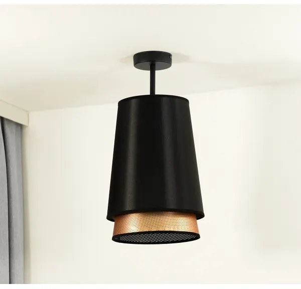 Duolla - Prisadený luster BELL SHINY 1xE27/15W/230V pr. 25 cm čierna/medená