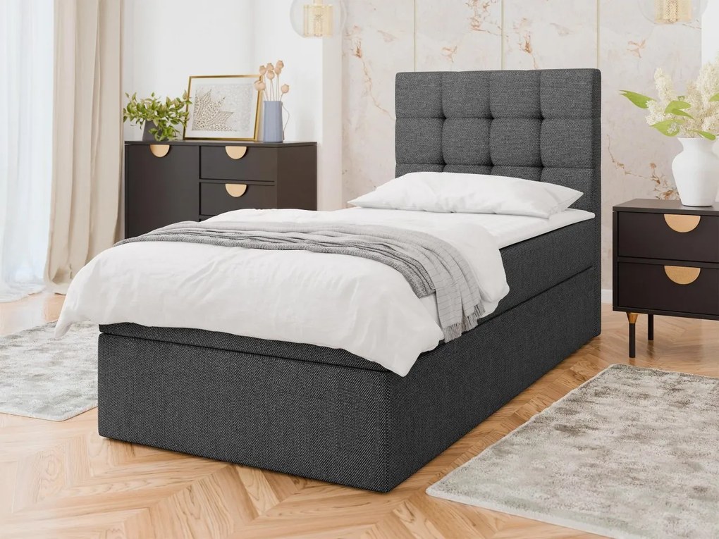 Kontinentálna jednolôžková posteľ Cinema Single, Dostupné poťahy: ekokoža Soft 011, Rozmer postele: 90x200