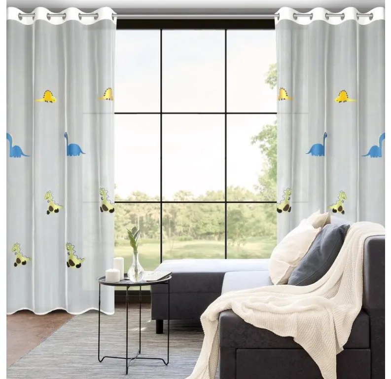 DECOREUM Záves zdobený výšivkou s detským vzorom 140 x 250 cm biela 106336
