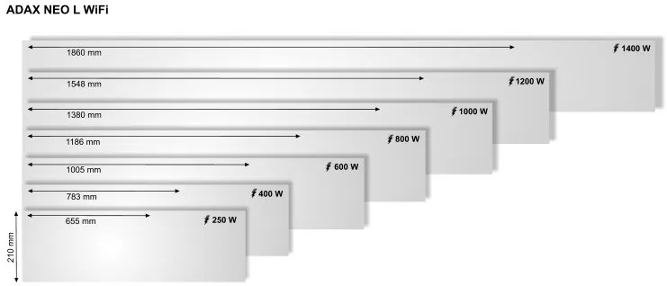 ADAX NEO L02 KWT 250W biely konvektor s WiFi