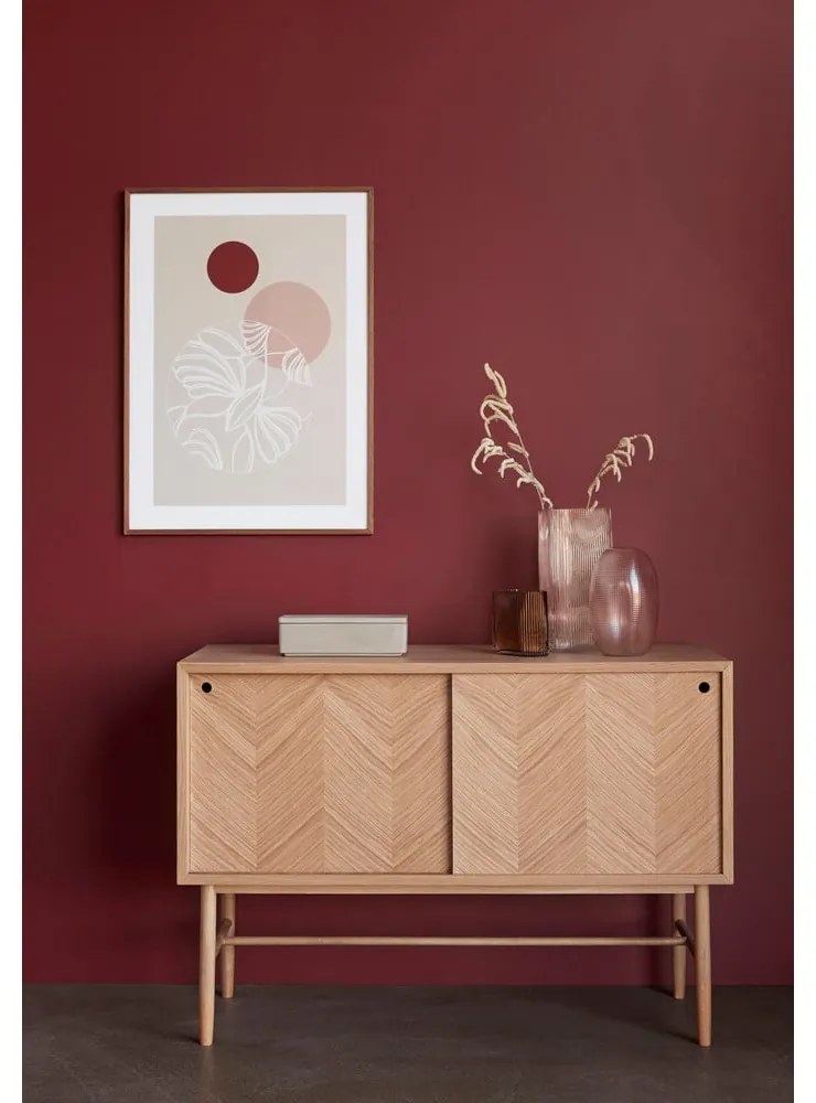 Komoda z dubového dreva Hübsch Herringbone, výška 70 cm