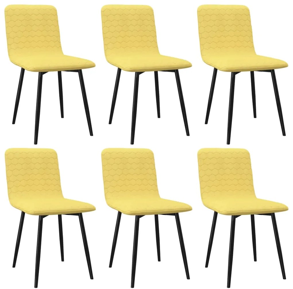 vidaXL Jedálenské stoličky 6 ks, žlté, látka