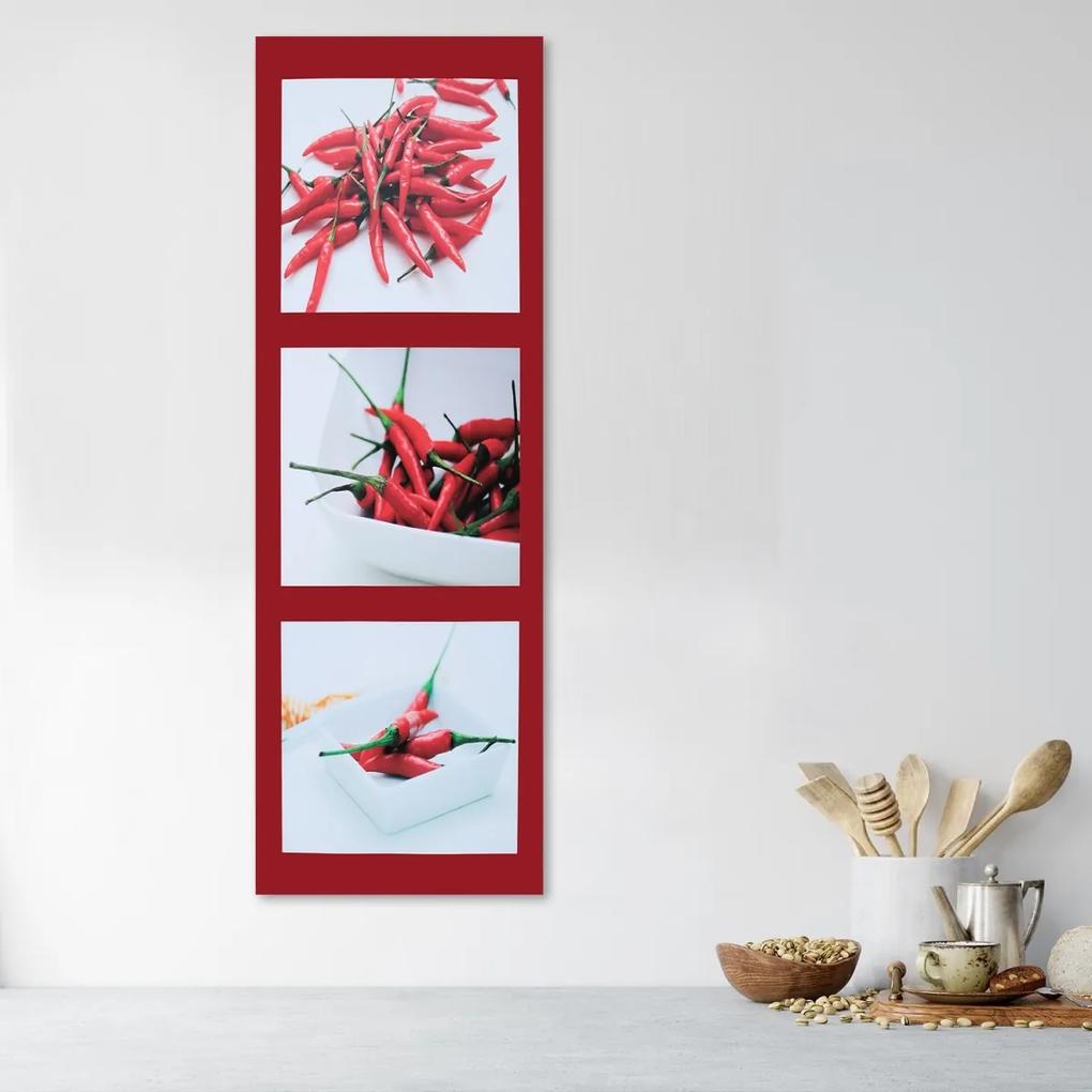 Obraz na plátně Červená chilli paprička - 40x120 cm