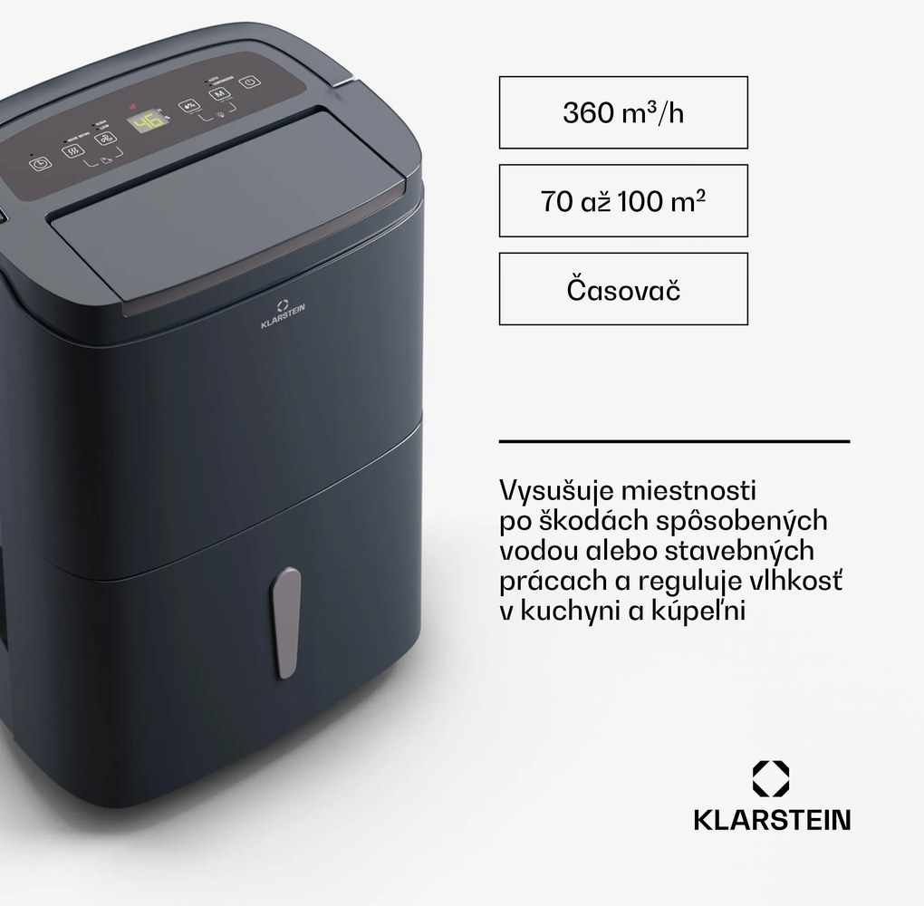 Klarstein DryFy Connect 50 Smart, Odvlhčovač, WiFi, Kompresia, 50l/d, 45-55m²
