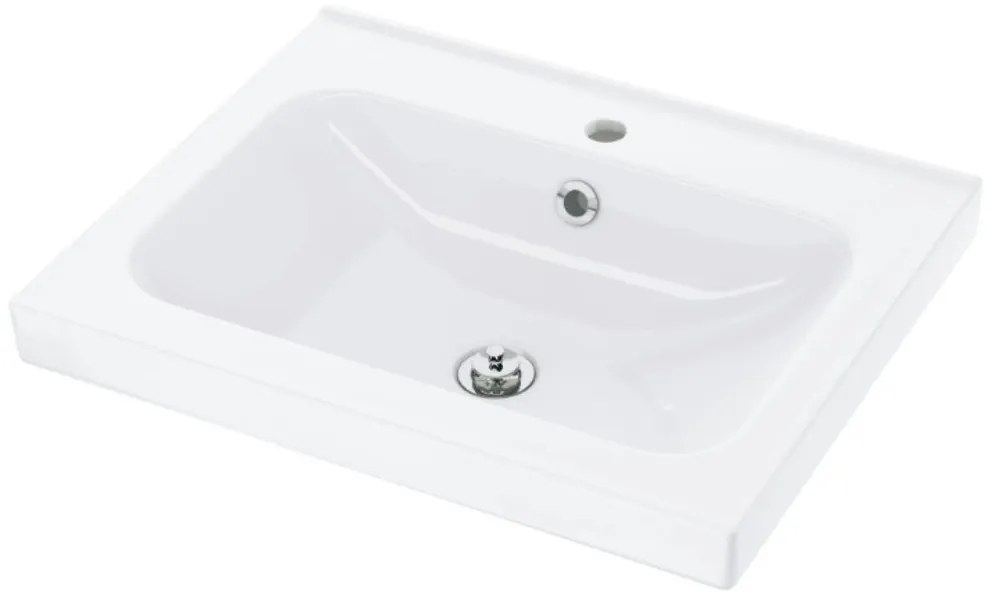 Kúpeľňová skrinka s umývadlom K22 farba korpusu: Agát, farba dvierok: Bielá lesk