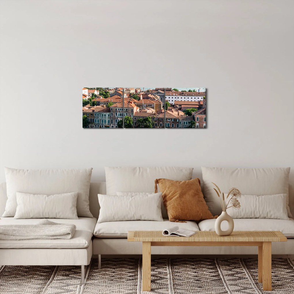 Obraz - Letecký pohľad na mesto (s hodinami) (90x30 cm)