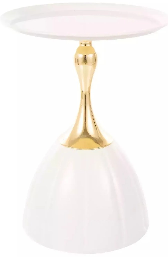 Odkladací stolík Piana 38 cm biely/zlatý