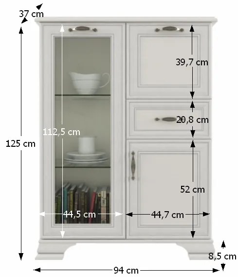 Barová skrinka Tiffy 1D1W1S1B - woodline krém