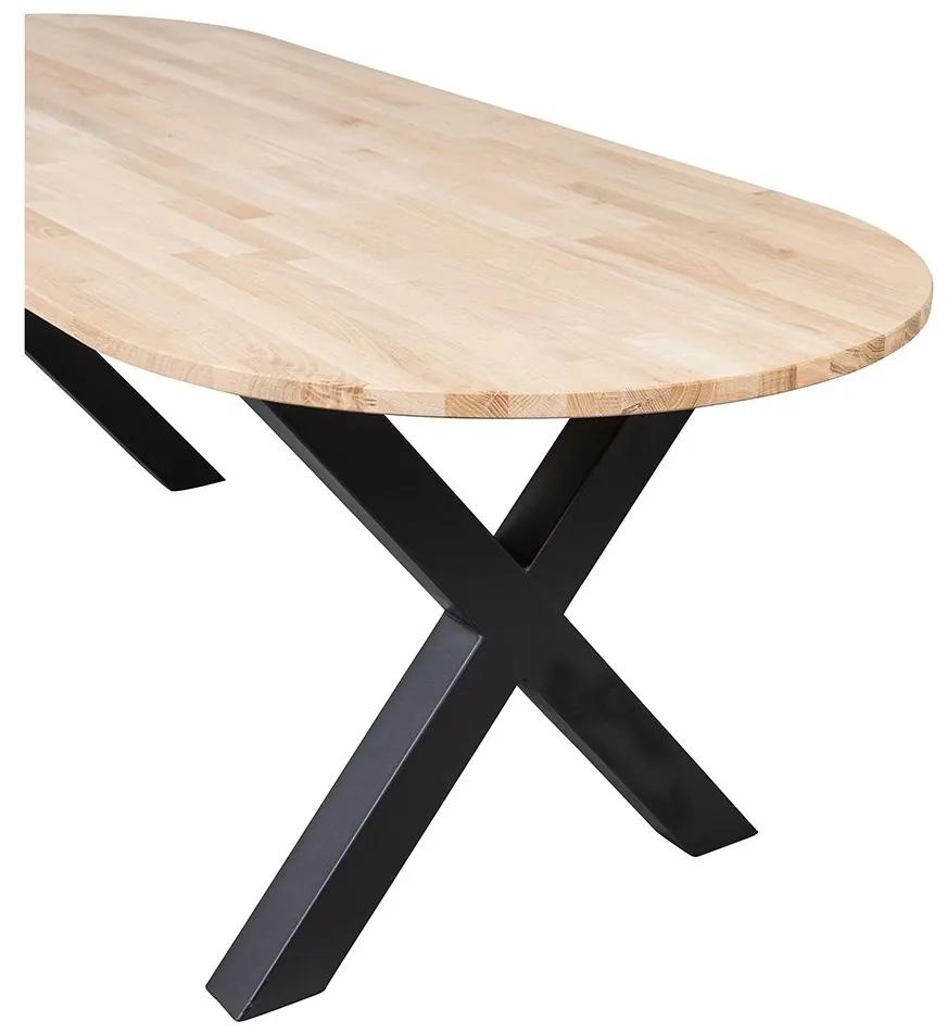 Oválny jedálenský stôl tablo 220 x 90 cm nohy do tvaru x dubový MUZZA