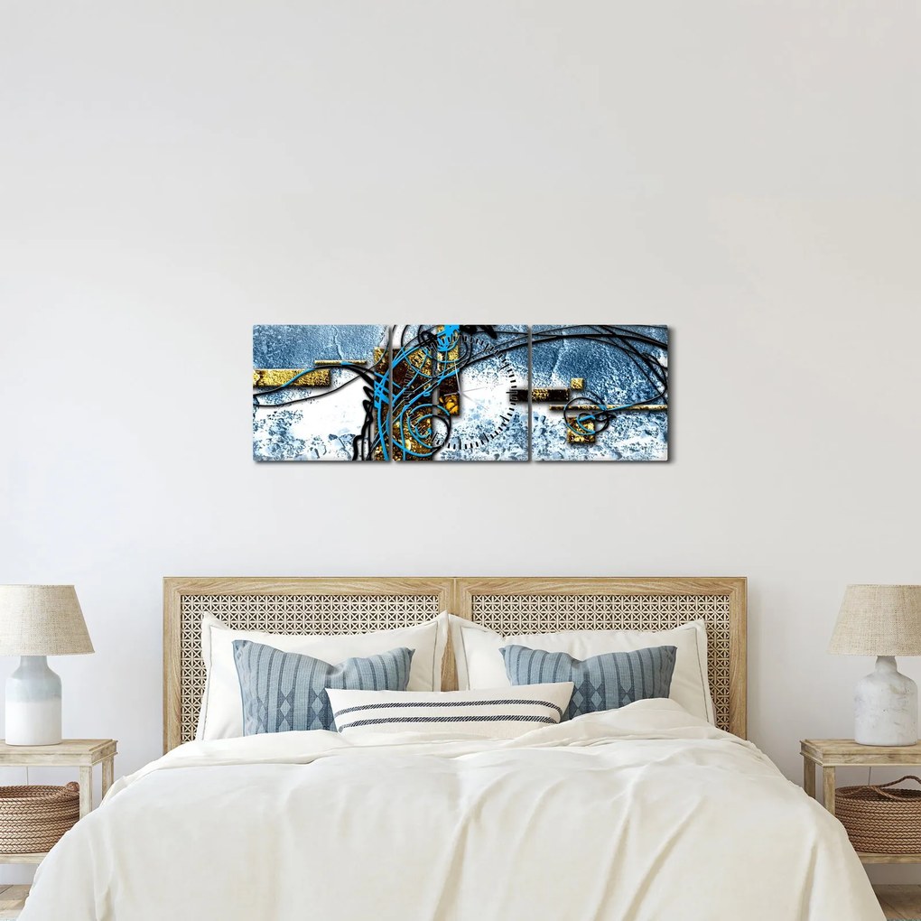 Abstraktný obraz (s hodinami) (90x30 cm)