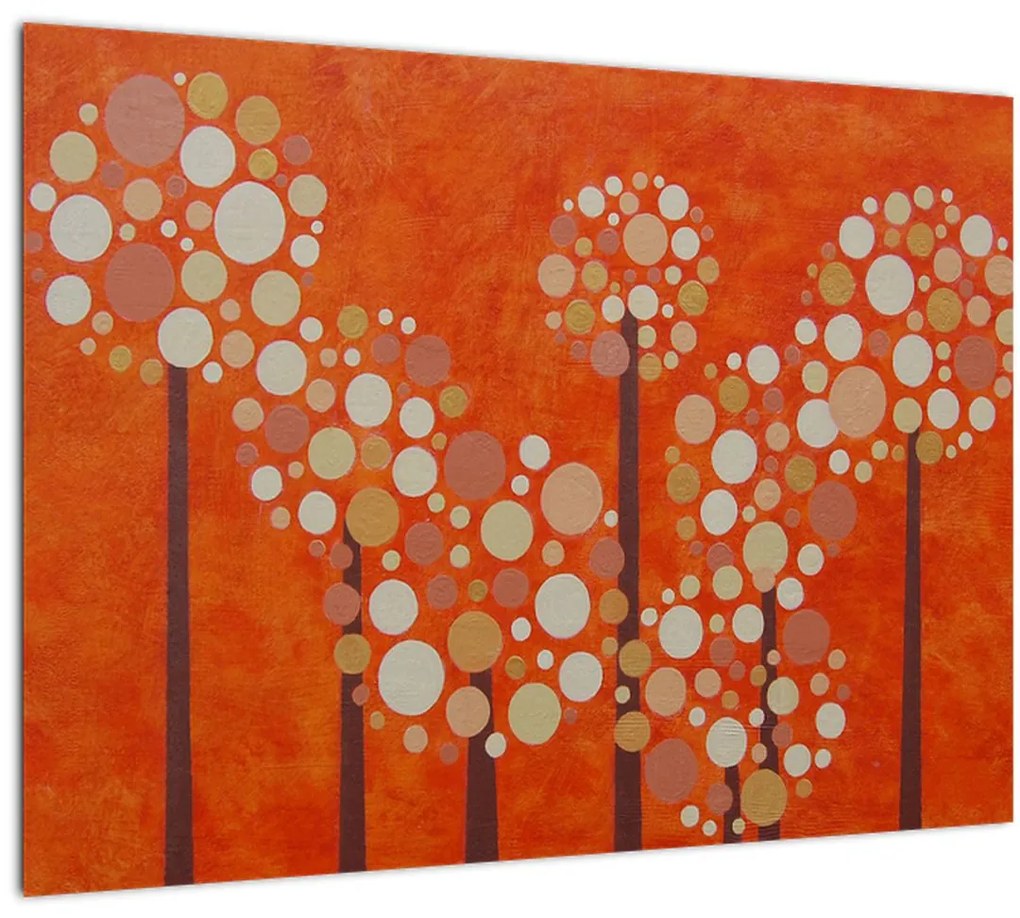 Sklenený obraz - Oranžový les (70x50 cm)